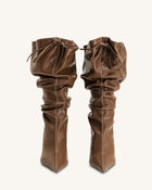 Olivia Leather High Heel Boots - Brown