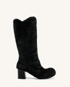 Isabella Slouchy Faux Fur Boots - Black