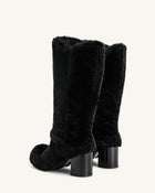 Isabella Slouchy Faux Fur Boots - Black