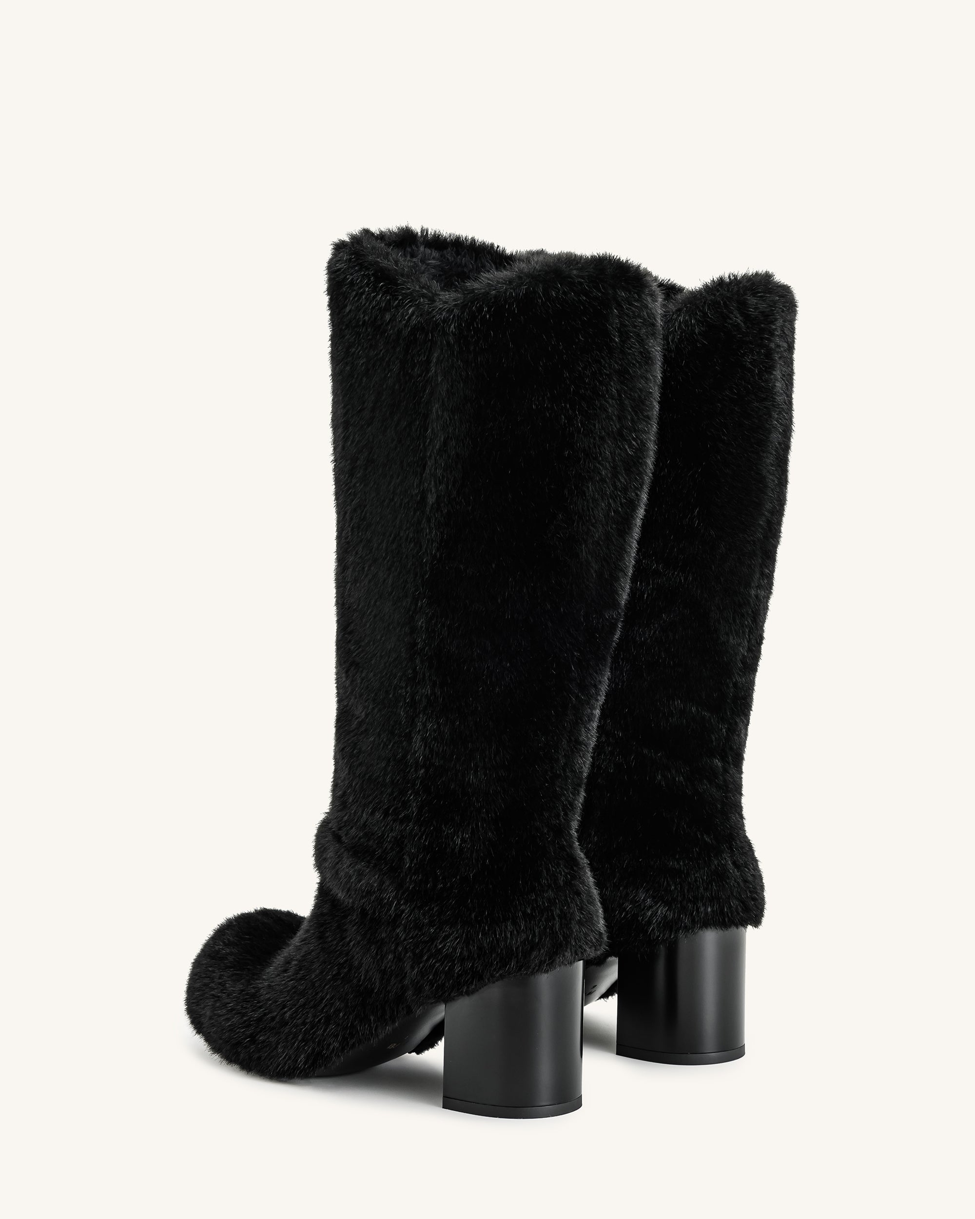 Isabella Slouchy Faux Fur Boots - Black