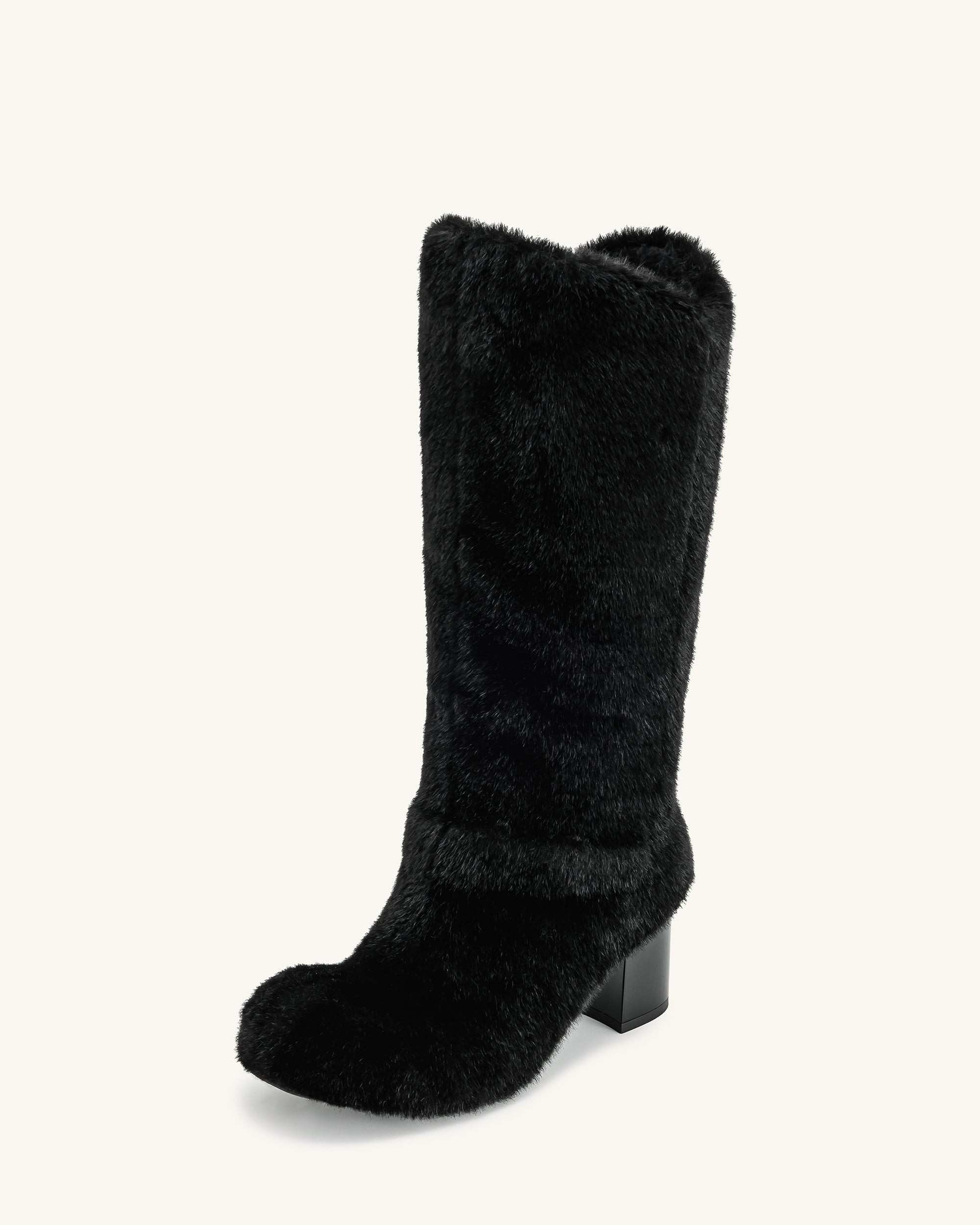Isabella Slouchy Faux Fur Boots - Black