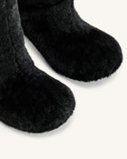 Isabella Slouchy Faux Fur Boots - Black