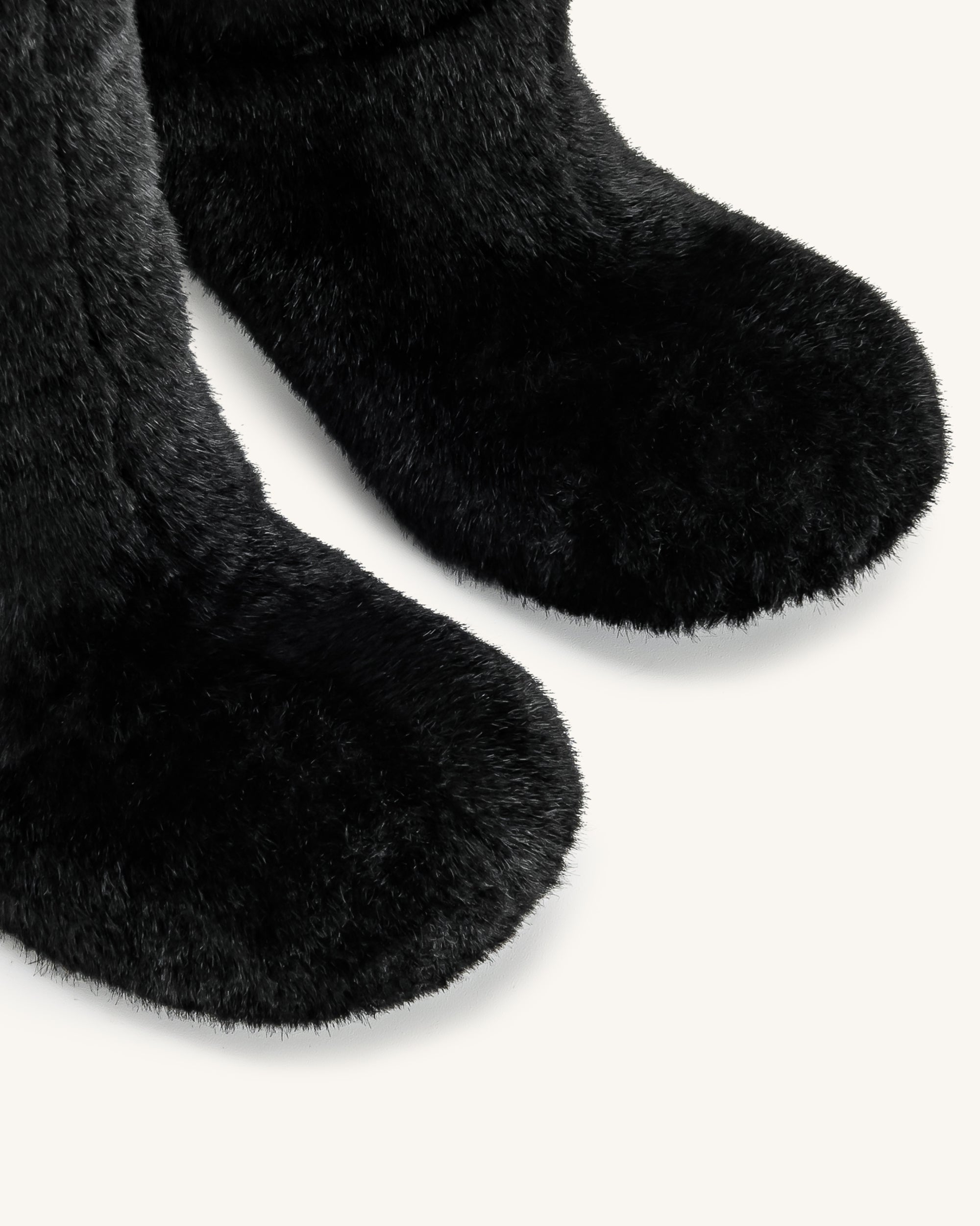Isabella Slouchy Faux Fur Boots - Black