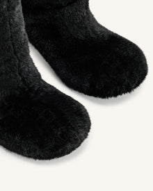 Isabella Slouchy Faux Fur Boots - Black