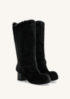 Isabella Slouchy Faux Fur Boots - Black