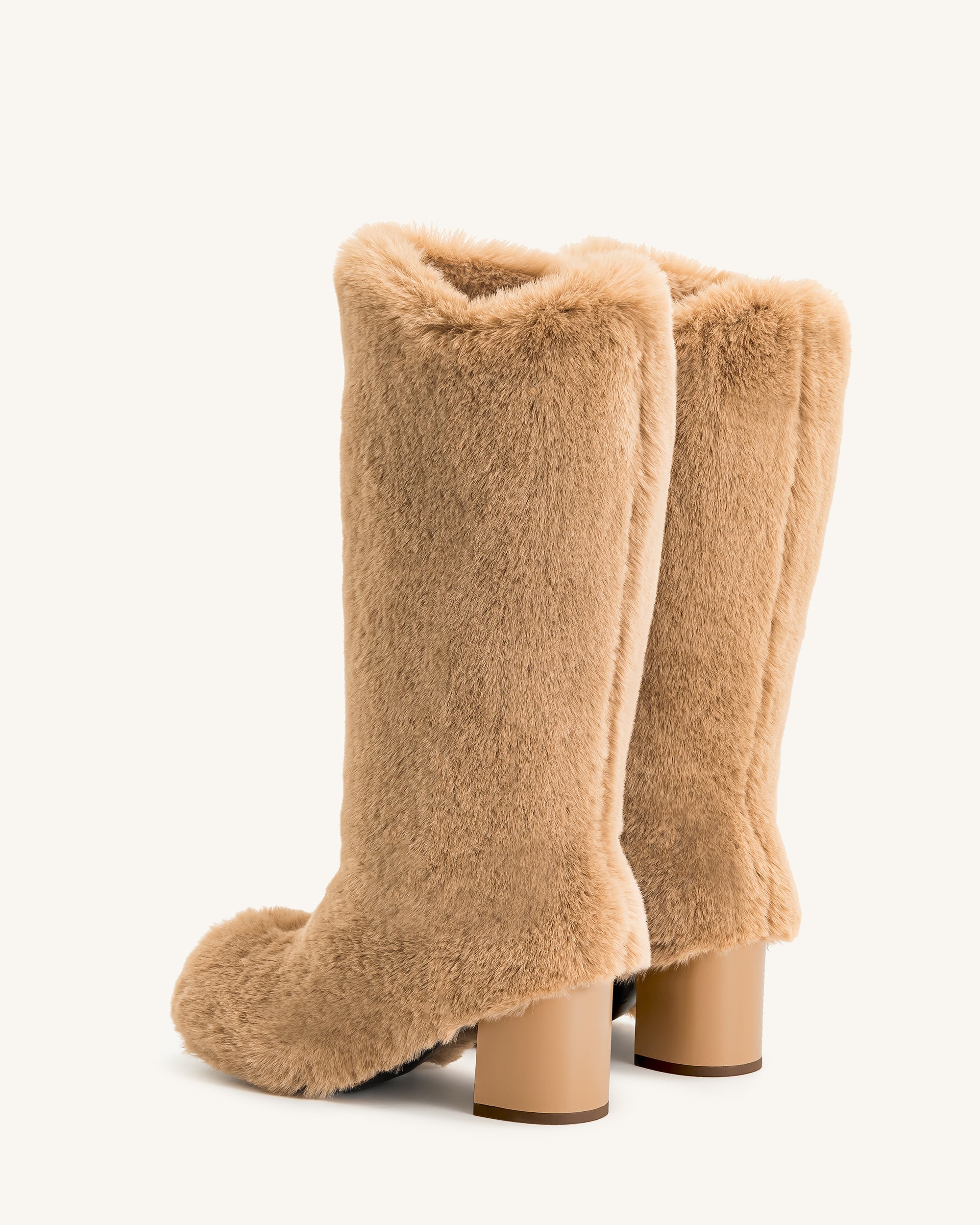 Isabella Slouchy Faux Fur Boots - Beige