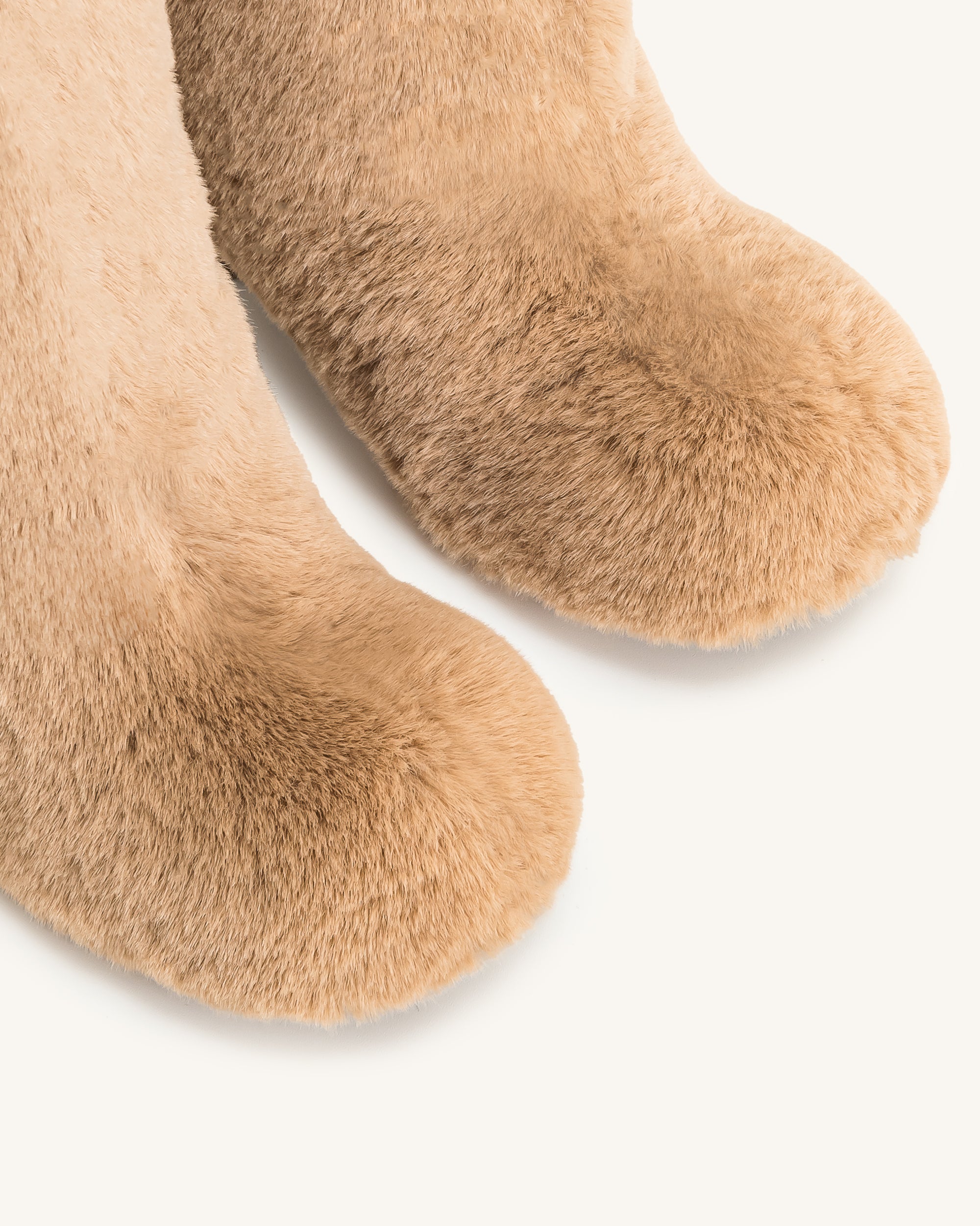 Isabella Slouchy Faux Fur Boots - Beige