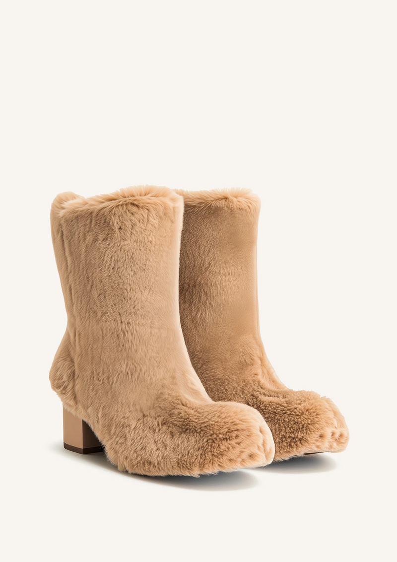 Isabella Slouchy Faux Fur Boots - Brown