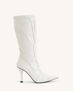 Odette Futuristic Heeled Bike Boots - White