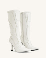 Odette Futuristic Heeled Bike Boots - White