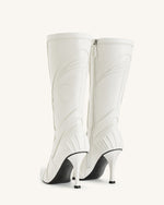 Odette Futuristic Heeled Bike Boots - White