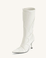 Odette Futuristic Heeled Bike Boots - White