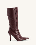 Odette Futuristic Heeled Bike Boots - Burgundy