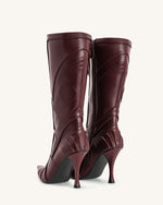 Odette Futuristic Heeled Bike Boots - Burgundy