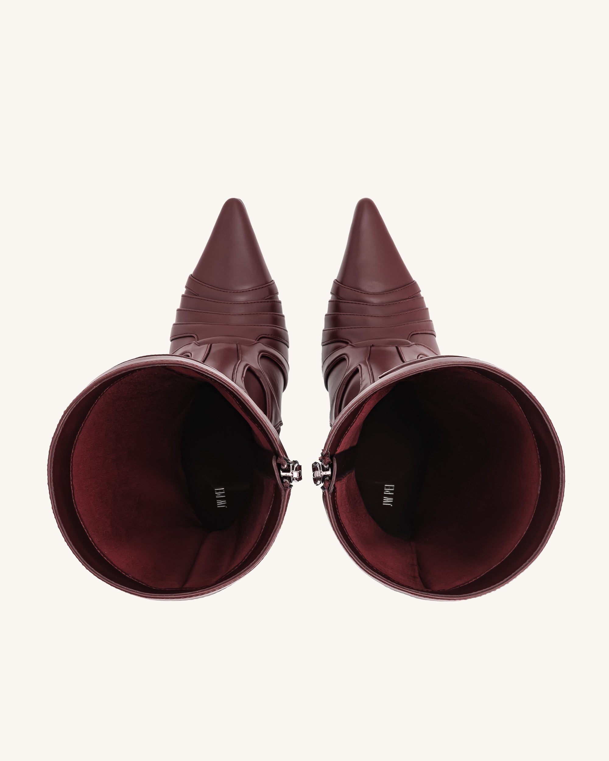 Odette Futuristic Heeled Bike Boots - Burgundy