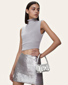 Eva Metallic Sequin Mini Shoulder Bag - Silver