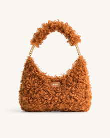 Ruby Faux Fur Fabric Shoulder Bag - Yellow Brown