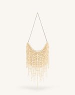 Elaine Pearl-Embellished Fringe Bag - White