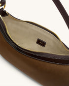 Lily Faux Suede Shoulder Bag - Dark Brown