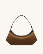 Lily Faux Suede Shoulder Bag - Dark Brown