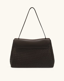 Hilary Woven Shoulder Bag - Dark Brown