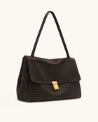 Hilary Woven Shoulder Bag - Dark Brown