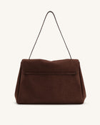 Hilary Faux Suede Shoulder Bag - Dark Brown