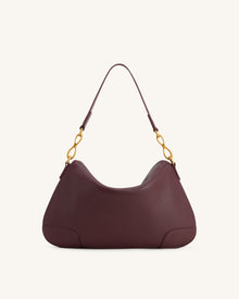 Jayla Metal Pendant Embellished Shoulder Bag - Deep Burgundy