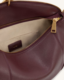 Jayla Metal Pendant Embellished Shoulder Bag - Deep Burgundy