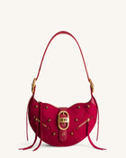 Tessa Suede Shoulder Bag - Deep Magenta