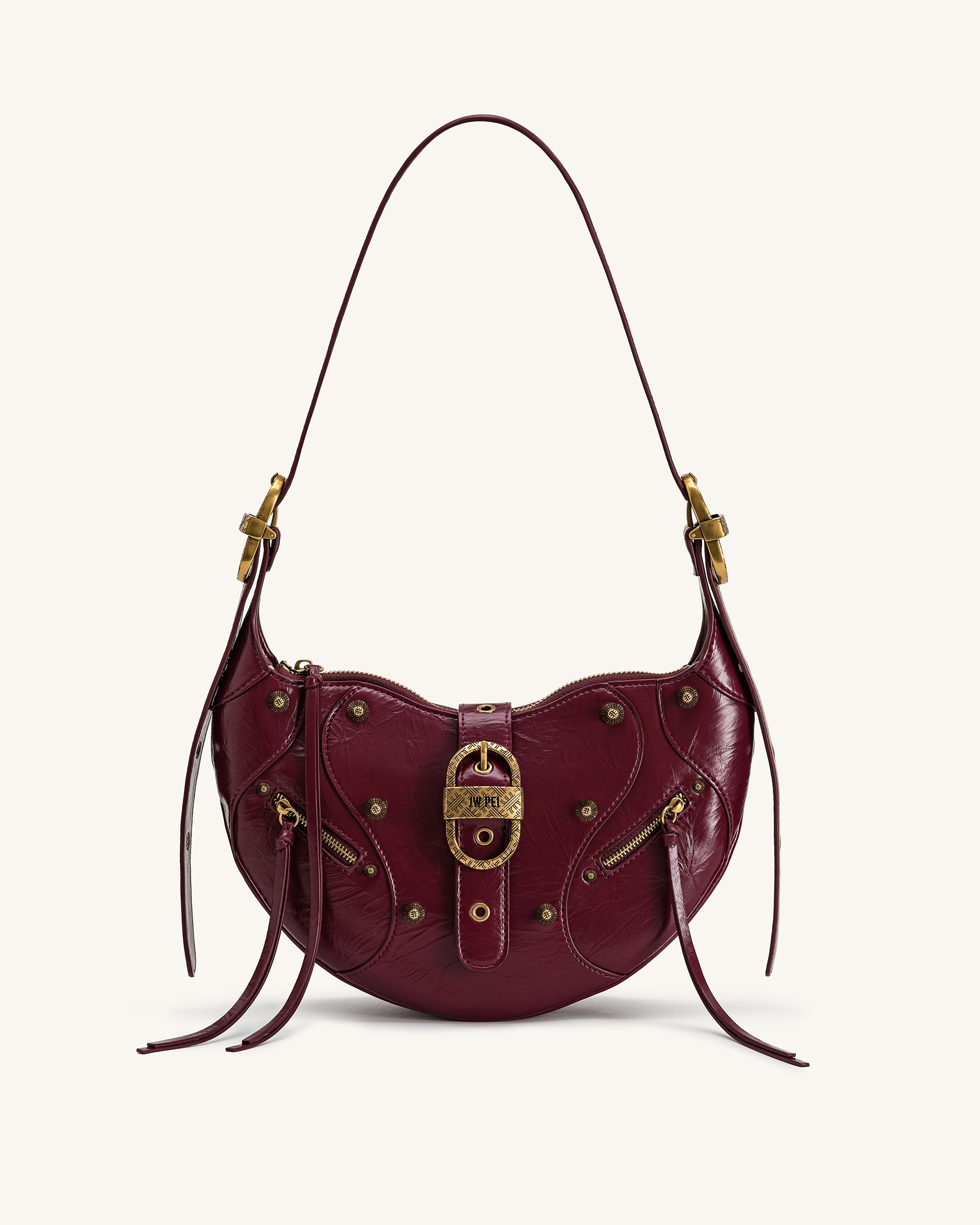 Tessa Studded Shoulder Bag - Burgundy