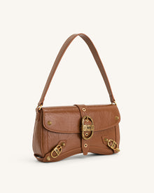 Sia Crushed Shoulder Bag - Brown