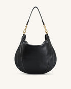 Daria Metal Pendant Embellished Shoulder Bag - Black