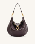 Daria Metal Pendant Embellished Shoulder Bag - Dark Brown