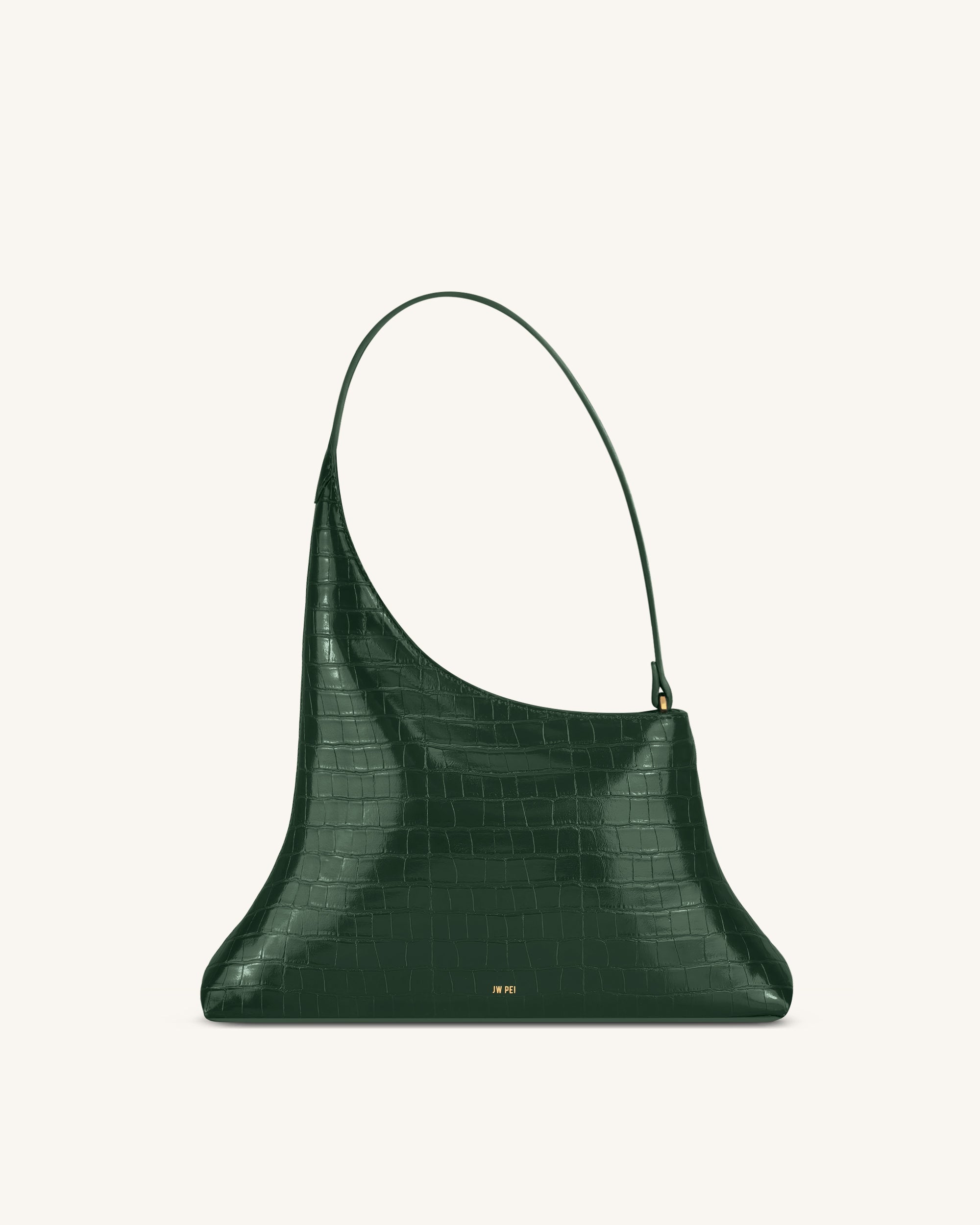 Lyra Shoulder Bag - Dark Green Croc