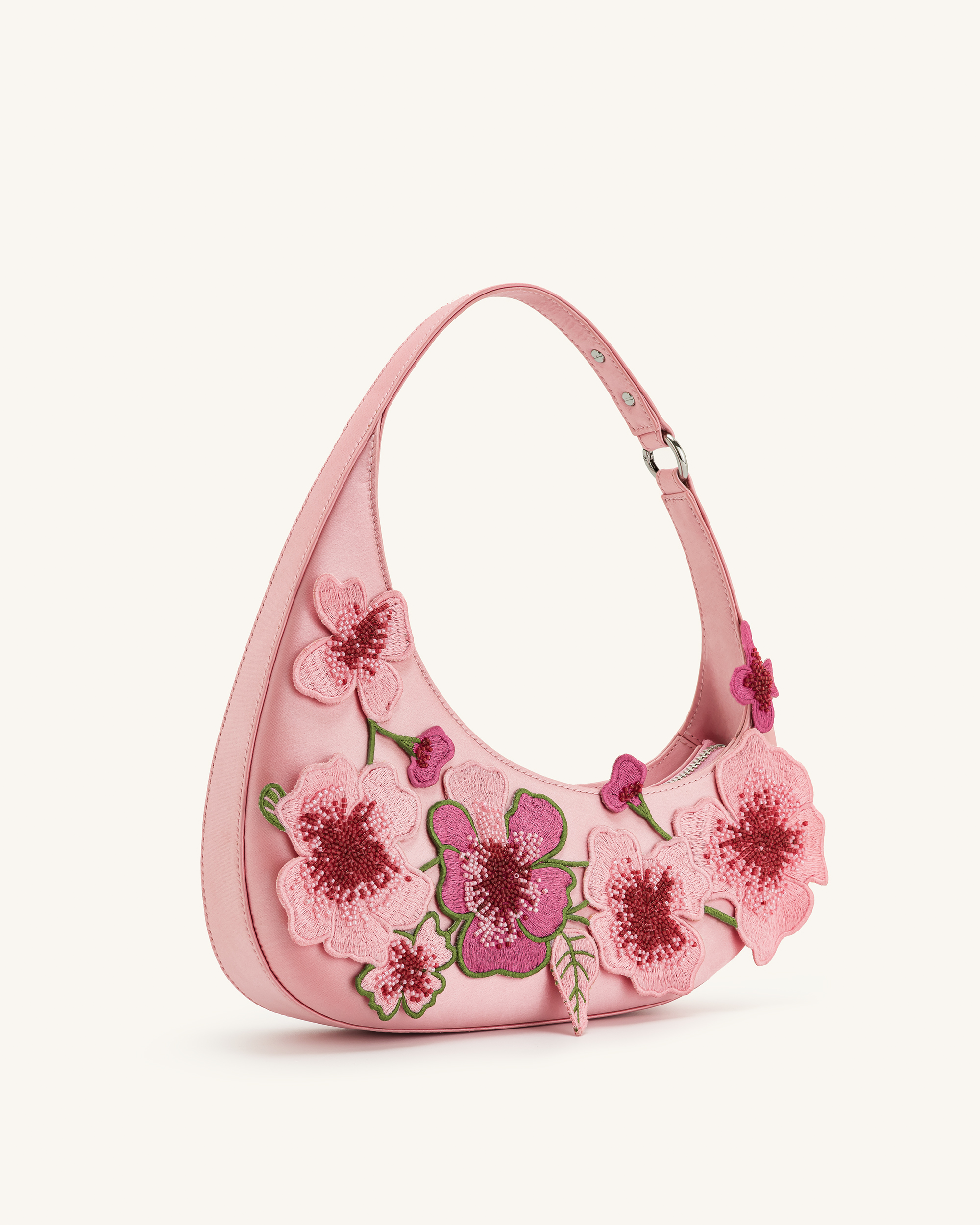 Harlee Embroidered Shoulder Bag - Pink