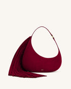 Harlee Faux Suede Fringe Shoulder Bag - Burgundy