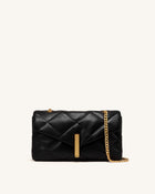 Valerie Puffy Bar-Lock Shoulder Bag - Black