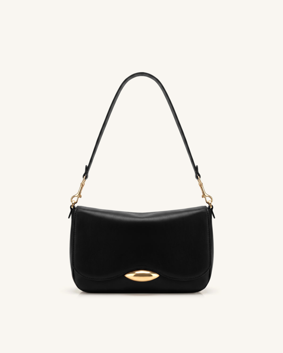 Sofia Classic Flap Shoulder Bag - Black