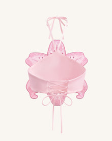 3D Lily Halter Crop Top - Pink