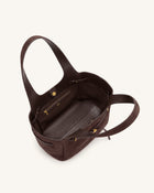 Hana Faux Suede Belt Detail Tote Bag - Dark Brown