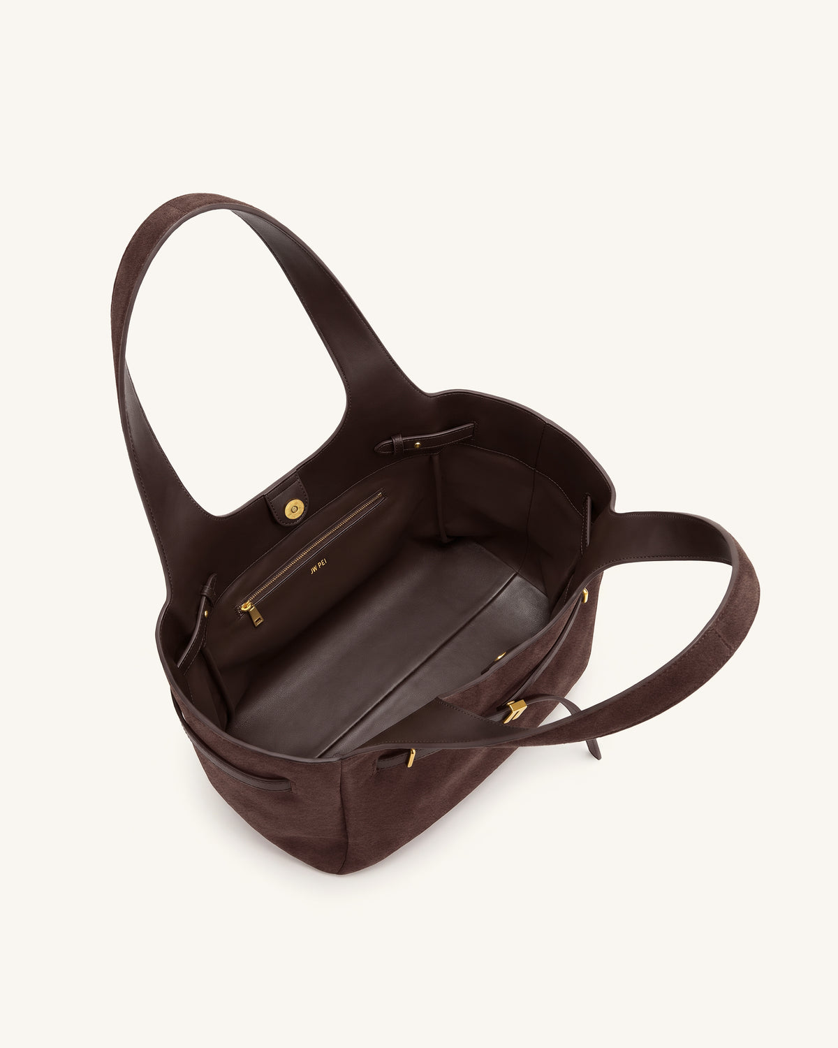Hana Faux Suede Belt Detail Tote Bag - Dark Brown