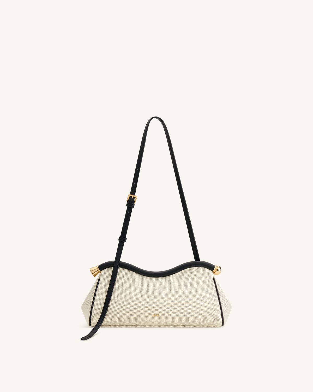 Naomi Curved Shoulder Bag - Black Canvas