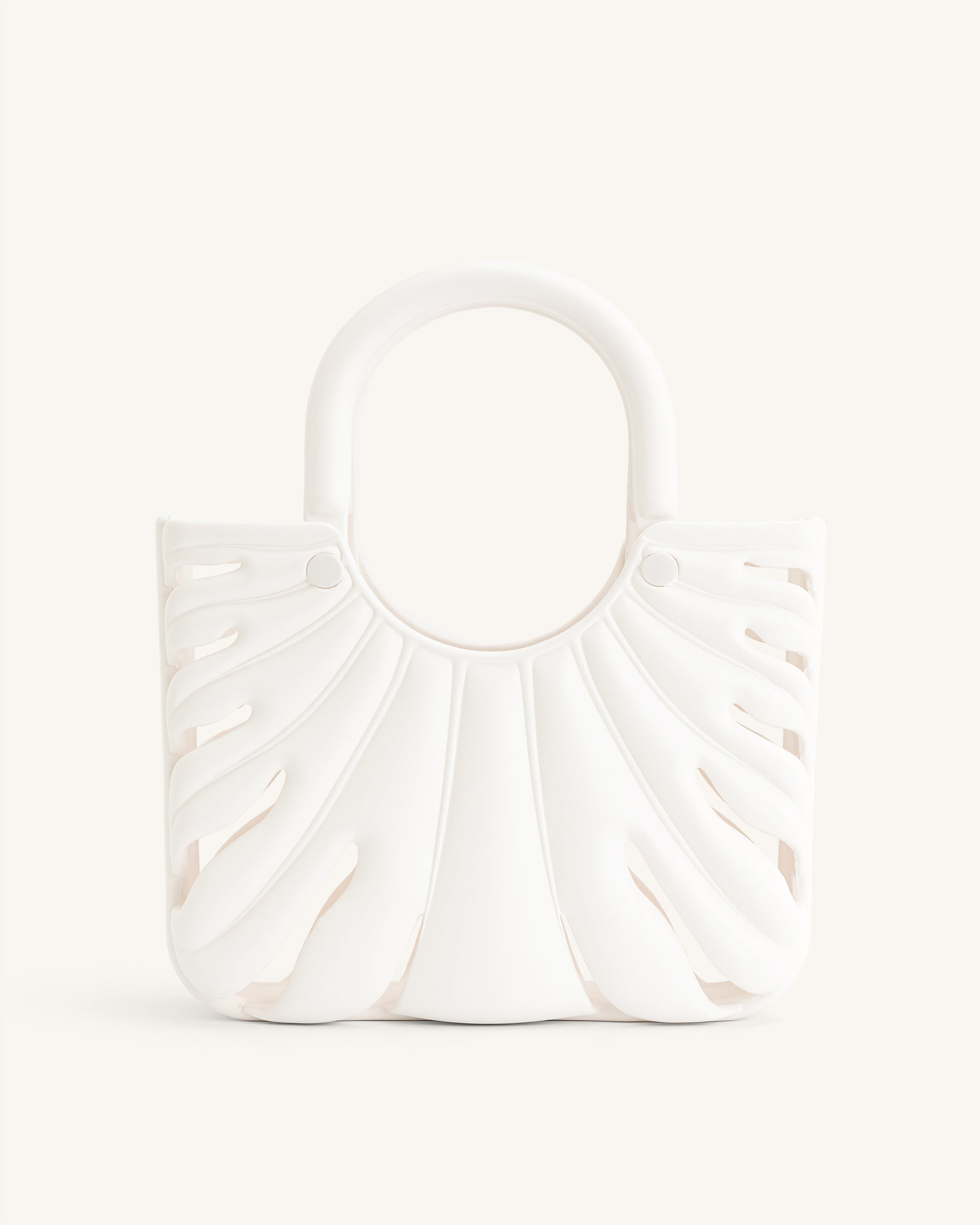 Faye Leaf Beach Bag - White