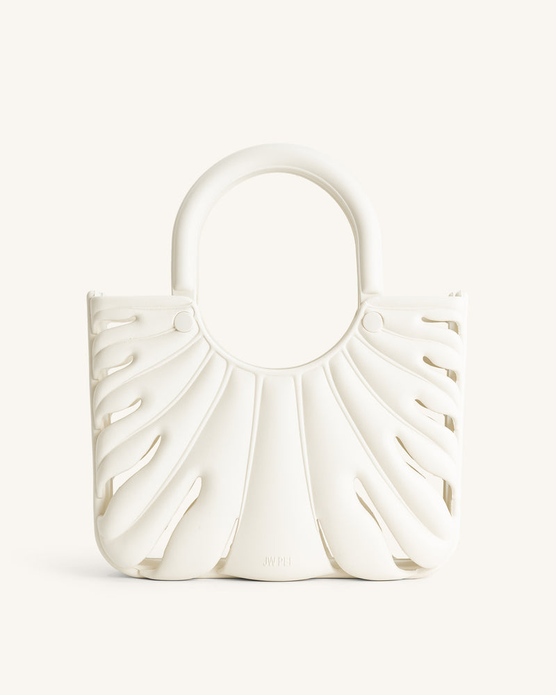 Faye Leaf Beach Bag - White