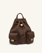 Avery Drawstring Utility Backpack – Dark Brown Canvas