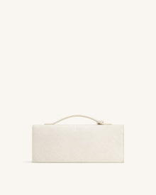Celeste Faux Suede Woven Textured Envelope Top Handle Bag - White