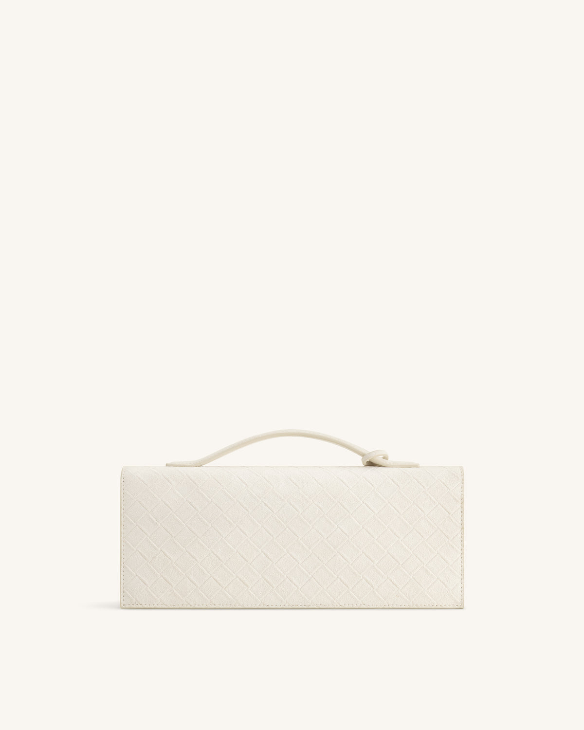 Celeste Faux Suede Woven Textured Envelope Top Handle Bag - White