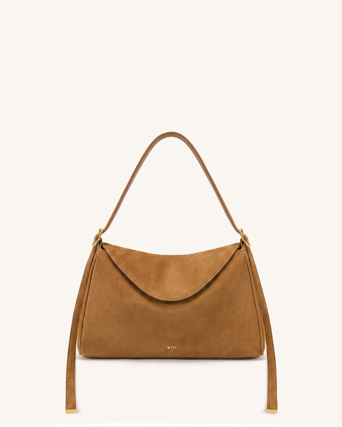 Elowen Faux Suede Flap Shoulder Bag - Caramel Brown