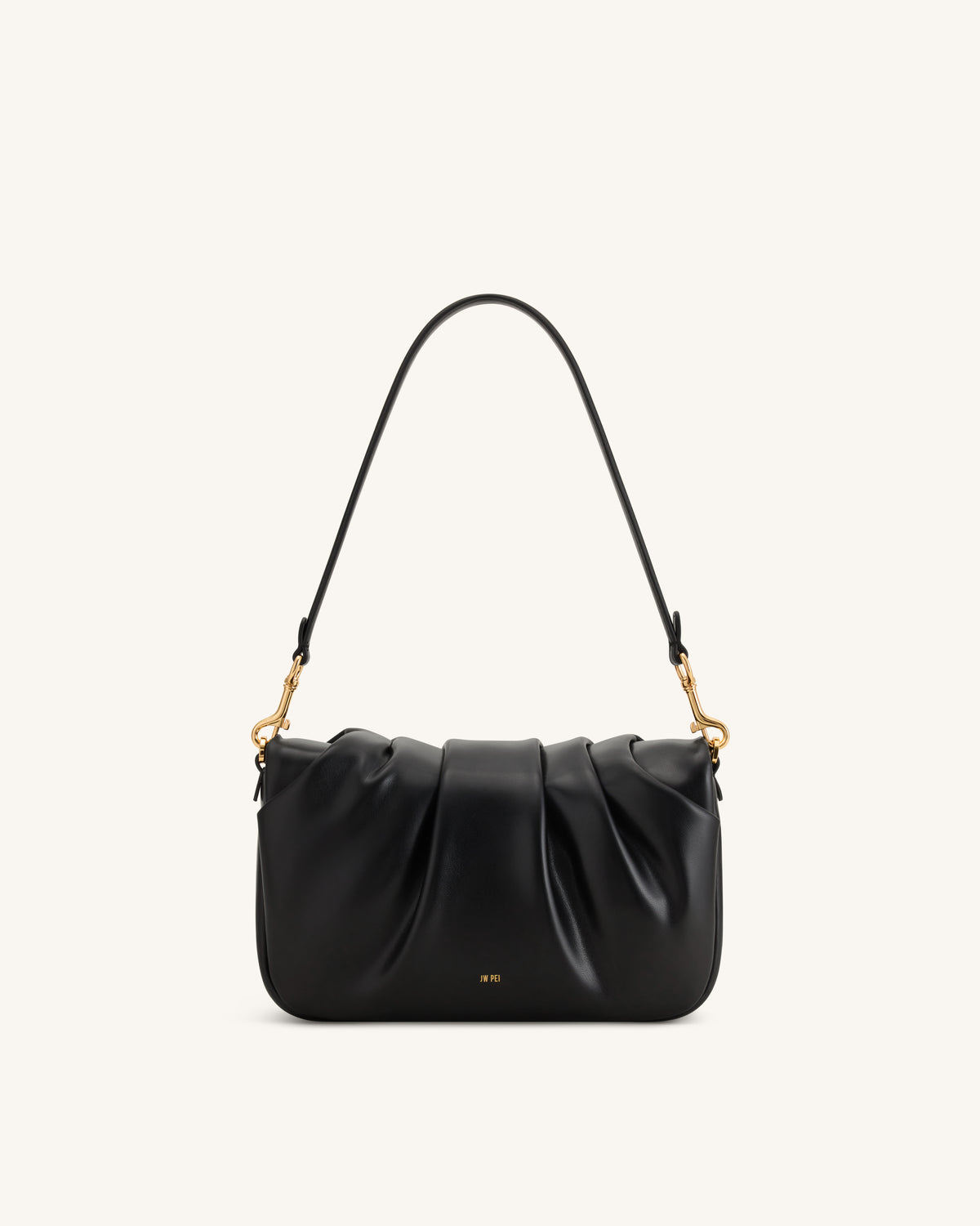 Sofia Ruched Shoulder Bag - Black